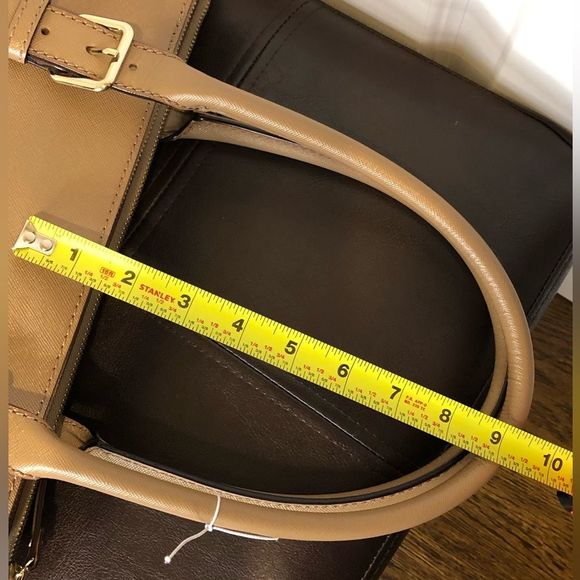 KATE SPADE Tan Leather Two Handle Triple Compartment Expanding Shoulder Bag - Picture 11 of 16